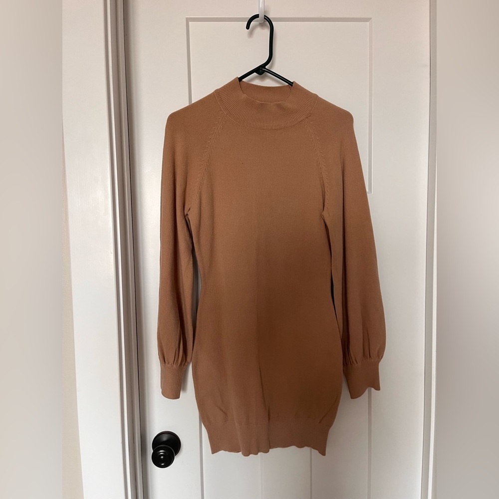 Tan Knit Sweater Dress